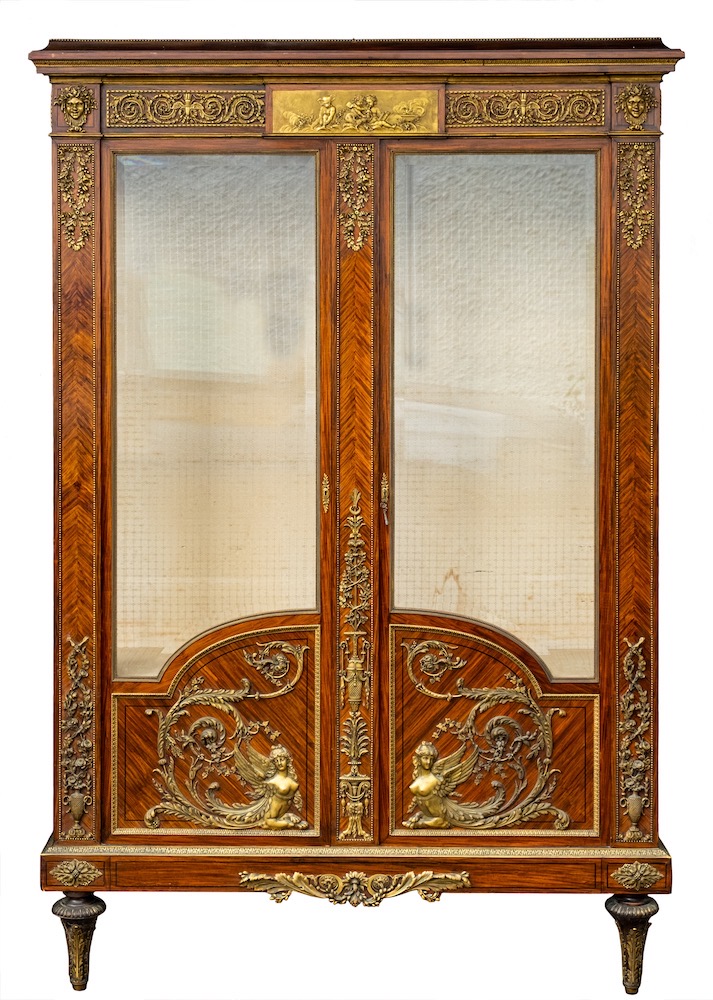 A Mahogany And Gilt Bronze Mounted And Glazed Vitrine In Louis XVI Style